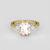 3.06 Ct. Peach Sapphire Ring, 14K Yellow Gold 1