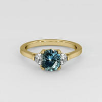 1.80 Ct. Bluish Green Sapphire Ring, 18K Yellow Gold 1