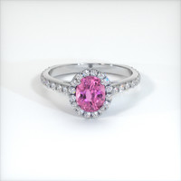 1.44 Ct. Pink Sapphire Ring, 18K White Gold 1