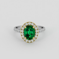 1.30 Ct. Emerald Ring, 18K Yellow & White 1
