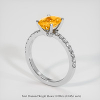 2.10 Ct. Orangish Yellow Sapphire Ring, Platinum 950 2