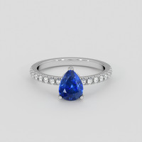 1.55 Ct. Blue Sapphire Ring, Platinum 950 1