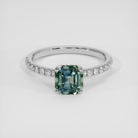 1.75 Ct. Bluish Green Sapphire Ring, Platinum 950 1