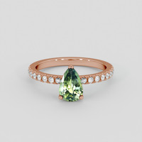 1.16 Ct. Bluish Green Sapphire Ring, 14K Rose Gold 1