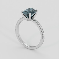 3.20 Ct. Greenish Blue Sapphire Ring, 10K White Gold 2