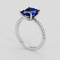 4.20 Ct. Blue Sapphire Ring, 10K White Gold 2