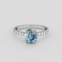 2.28 Ct. Greyish Blue Sapphire Ring, 10K White Gold 1