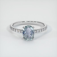 1.52 Ct. Greenish Blue Sapphire Ring, 10K White Gold 1