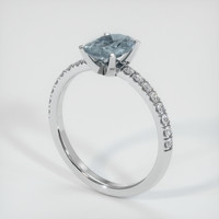 1.52 Ct. Greenish Blue Sapphire Ring, 10K White Gold 2
