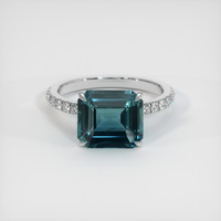 5.03 Ct. Bluish Green Sapphire Ring, 10K White Gold 1
