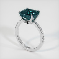 5.03 Ct. Bluish Green Sapphire Ring, 10K White Gold 2
