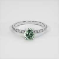 1.00 Ct. Green Sapphire Ring, 10K White Gold 1