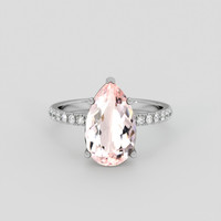 2.61 Ct. Peach Morganite Ring, 14K White Gold 1