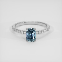 1.41 Ct. Greenish Blue Sapphire Ring, 14K White Gold 1