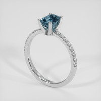 1.41 Ct. Greenish Blue Sapphire Ring, 14K White Gold 2