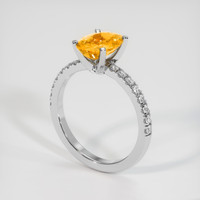 2.10 Ct. Orangish Yellow Sapphire Ring, 14K White Gold 2