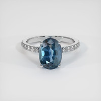 3.79 Ct. Bluish Green Sapphire Ring, 14K White Gold 1