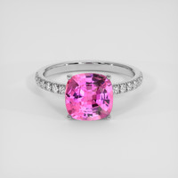 3.67 Ct. Pink Sapphire Ring, 14K White Gold 1