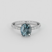3.20 Ct. Greenish Blue Sapphire Ring, 14K White Gold 1