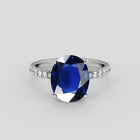 4.20 Ct. Blue Sapphire Ring, 14K White Gold 1