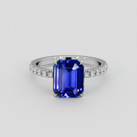 3.64 Ct. Blue Sapphire Ring, 14K White Gold 1