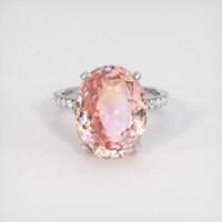 12.01 Ct. Padparadscha Sapphire Ring, 14K White Gold 1