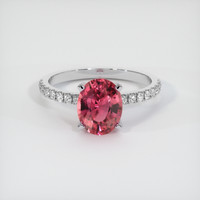 2.39 Ct. Reddish Pink Sapphire Ring, 14K White Gold 1