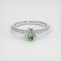 0.77 Ct. Green Sapphire Ring, 14K White Gold 1