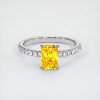 1.24 Ct. Orangish Yellow Sapphire Ring, 14K White Gold 1