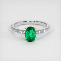 0.80 Ct. Emerald Ring, 18K White Gold 1