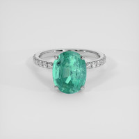 4.00 Ct. Emerald Ring, 18K White Gold 1