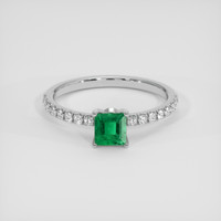 0.66 Ct. Emerald Ring, 18K White Gold 1