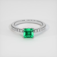 0.85 Ct. Emerald Ring, 18K White Gold 1