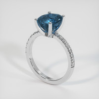 3.79 Ct. Bluish Green Sapphire Ring, 18K White Gold 2