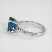 3.79 Ct. Bluish Green Sapphire Ring, 18K White Gold 4
