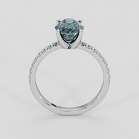 3.20 Ct. Greenish Blue Sapphire Ring, 18K White Gold 3