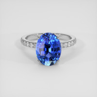 3.23 Ct. Blue Sapphire Ring, 18K White Gold 1