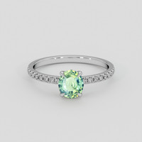 1.05 Ct. Yellowish Green Sapphire Ring, 18K White Gold 1