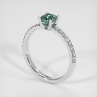 0.83 Ct. Bluish Green Sapphire Ring, 18K White Gold 2
