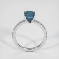 2.04 Ct. Greenish Blue Sapphire Ring, 18K White Gold 3