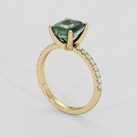 2.86 Ct. Bluish Green Sapphire Ring, 10K Yellow Gold 2