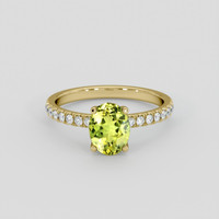 1.58 Ct. Yellowish Green Sapphire Ring, 10K Yellow Gold 1