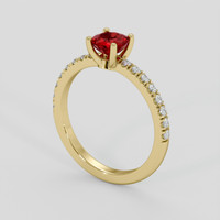 0.74 Ct. Ruby Ring, 14K Yellow Gold 2