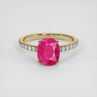 1.78 Ct. Pinkish Red Ruby Ring, 14K Yellow Gold 1