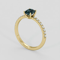 1.01 Ct. Greenish Blue Sapphire Ring, 14K Yellow Gold 2