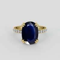 4.19 Ct. Blue Sapphire Ring, 14K Yellow Gold 1