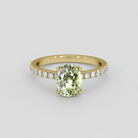 2.20 Ct. Yellowish Green Sapphire Ring, 14K Yellow Gold 1