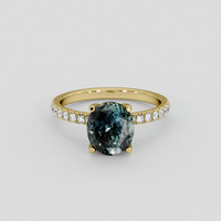 2.91 Ct. Bluish Green Sapphire Ring, 14K Yellow Gold 1
