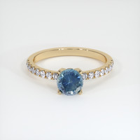 0.90 Ct. Greenish Blue Sapphire Ring, 14K Yellow Gold 1