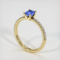 0.75 Ct. Blue Sapphire Ring, 18K Yellow Gold 2